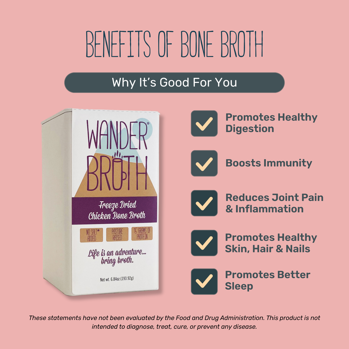 No Salt Added Organic Pasture-Raised Chicken Bone Broth - Bulk